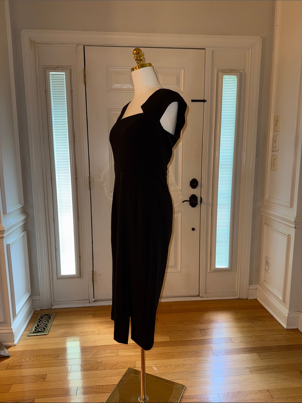 Donna Karan Black Square-Neck Midi Sheath Dress - Picture 4 of 7
